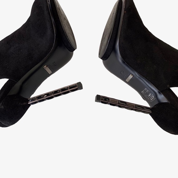 GUCCI BLACK SUEDE SLINGBACK OPEN TOE PUMPS - Picture 12 of 16